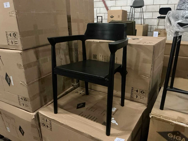 Giga meubel hazel zwart eetkamerstoel (6x) - afbeelding 1 van  4