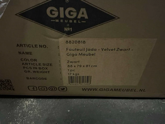 Giga meubel jada velvet zwart fauteuil - afbeelding 4 van  4