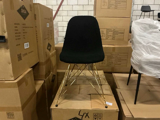 Giga meubel jamie teddy luxe zwart eetkamerstoel (4x) - afbeelding 2 van  2