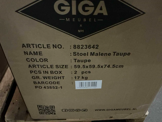 Giga meubel malene taupe eetkamerstoel (4x) - afbeelding 6 van  6