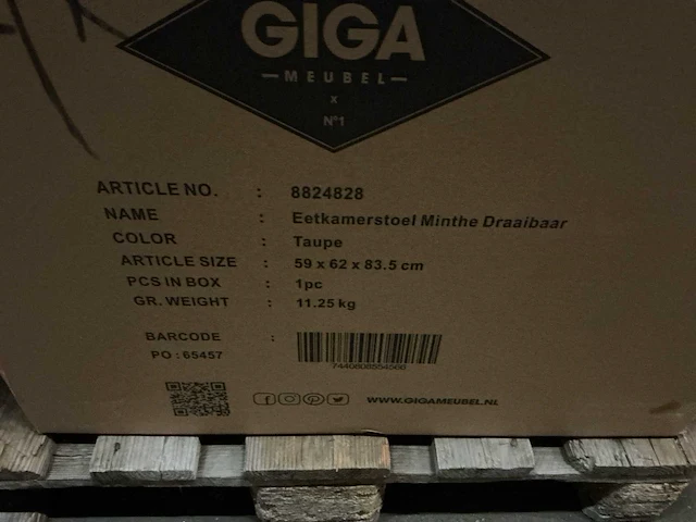 Giga meubel minthe taupe eetkamerstoel (6x) - afbeelding 5 van  5