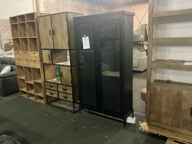 Giga meubel store metal zwart 8820394 vitrinekast - afbeelding 1 van  4