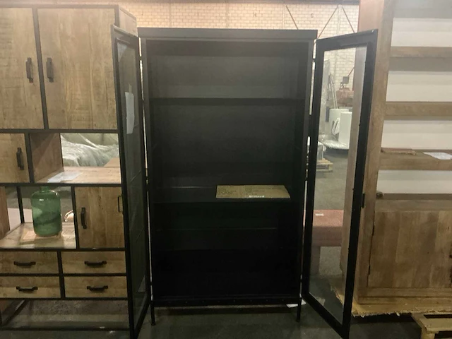 Giga meubel store metal zwart 8820394 vitrinekast - afbeelding 3 van  4