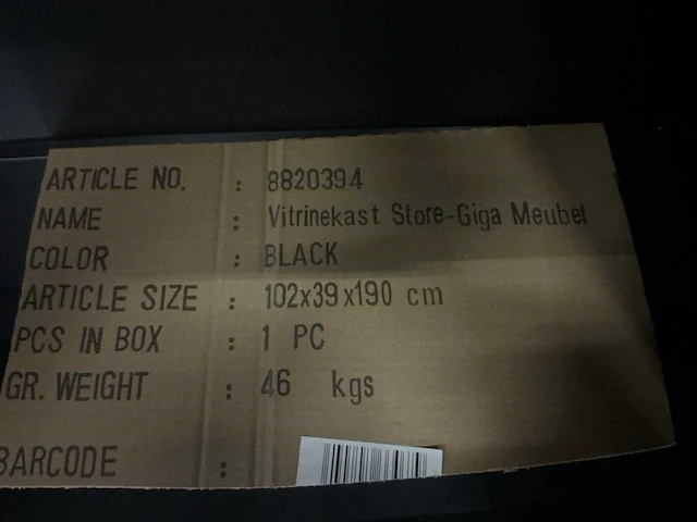 Giga meubel store metal zwart 8820394 vitrinekast - afbeelding 4 van  4