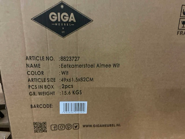 Gigameubel aimee 8823727 eetkamerstoel (6x) - afbeelding 4 van  4