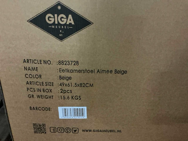 Gigameubel aimee 8823728 eetkamerstoel (10x) - afbeelding 4 van  4
