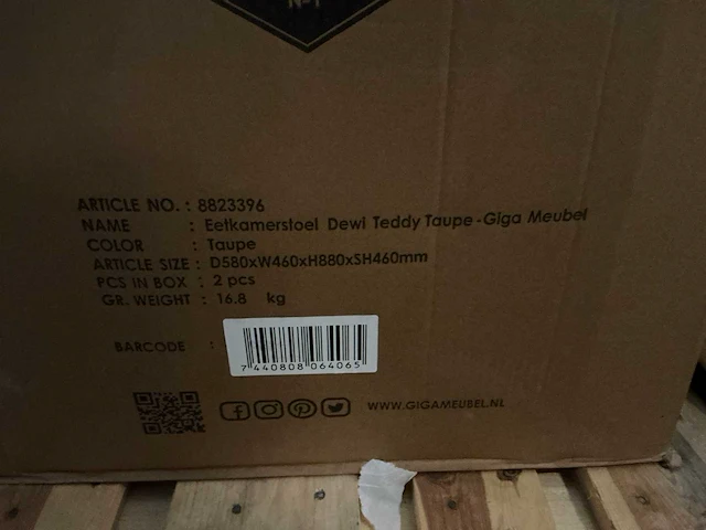 Gigameubel dewi teddy taupe 8823396 eetkamerstoel (4x) - afbeelding 5 van  9