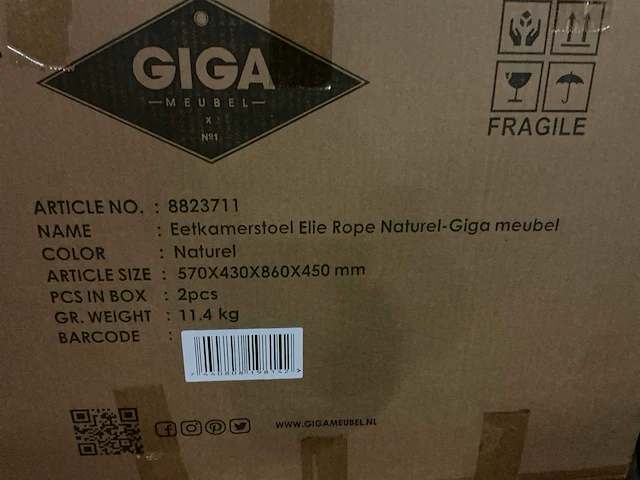 Gigameubel elie nope 8823711 eetkamerstoel (4x) - afbeelding 5 van  5