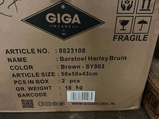Gigameubel harley 8823108 barkruk (4x) - afbeelding 4 van  4