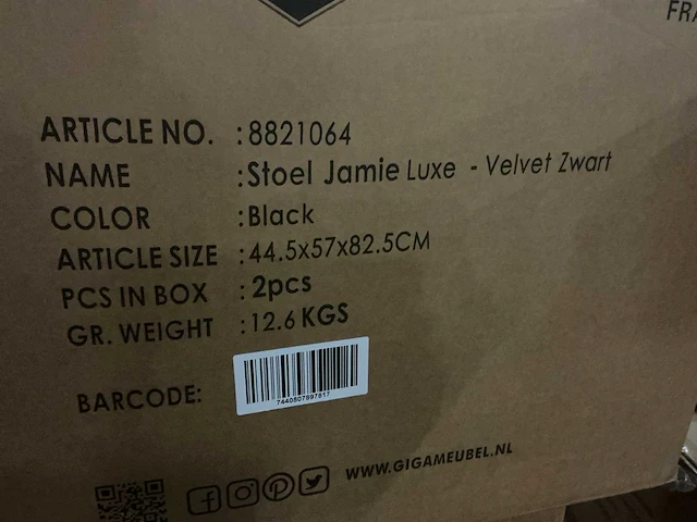 Gigameubel jamie luxe eetkamerstoel (4x) - afbeelding 4 van  4