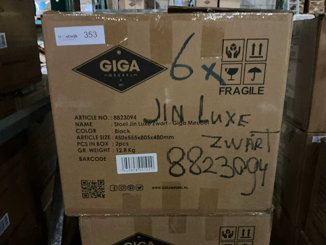 Gigameubel jin luxe 8823094 eetkamerstoel (6x) - afbeelding 6 van  7