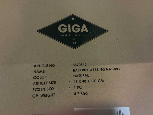 Gigameubel webbing naturel 8820542 barstoel (2x) - afbeelding 6 van  6