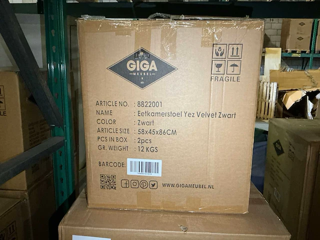 Gigameubel yez velvet 8822001 eetkamerstoel (10x) - afbeelding 5 van  5