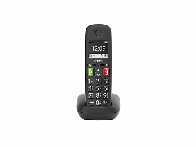 Gigaset e290 e draadloze thuistelefoon voor senioren, zwart - afbeelding 1 van  3