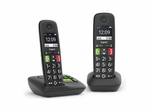 Gigaset e290ar duo draadloze huistelefoon antwoordapparaat 2 handsets groot display zwart - afbeelding 1 van  1