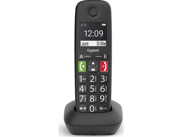 Gigaset e290ehx draadloze handset voor senioren om verbinding te maken met uw dect basisstation zeer grote en verlichte knoppen zwart - afbeelding 1 van  3