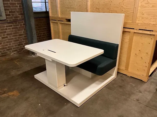 Gispen - ellen lounge - verrijdbare werkplek met een uitschuifbaar en in hoogte verstelbaar blad 140x130x142cm - afbeelding 6 van  12