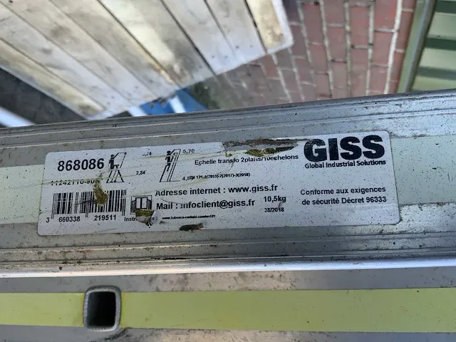 Giss 868086 2 x 10 aluminium ladder - afbeelding 5 van  5