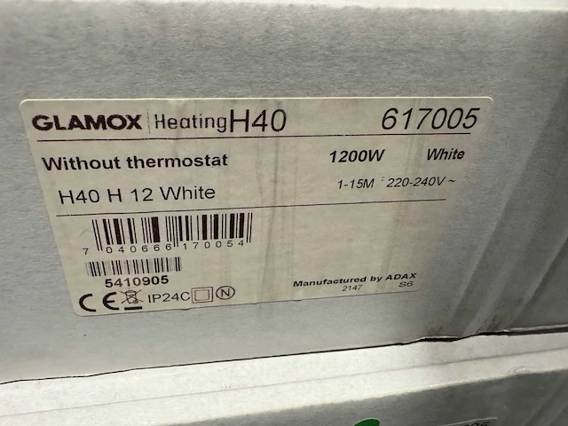 Glamox - h40 h 12 - elektrische convector warmtepaneel (2x) - afbeelding 3 van  4