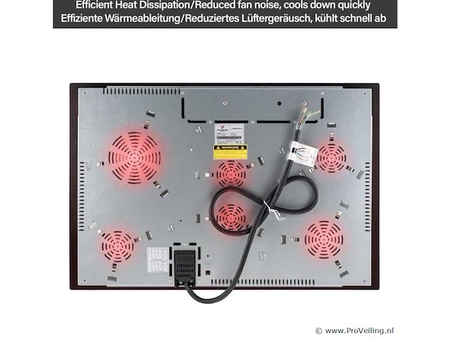 Glas keramische kookplaat met 5 zones - frameloos - met touch control / aanraakbediening - 8600w - 9 vermogensniveaus - automatische timer - kinderbeveiliging - afbeelding 8 van  8