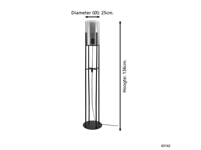 Glastonbury vloerlamp - e27 - 136 cm - zwart eglo - afbeelding 2 van  2