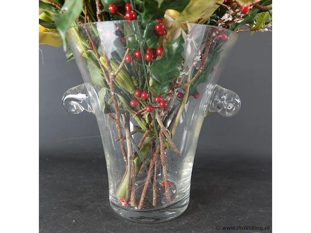 Glazen ijsemmer gevuld met kunstbloemen - afbeelding 4 van  5