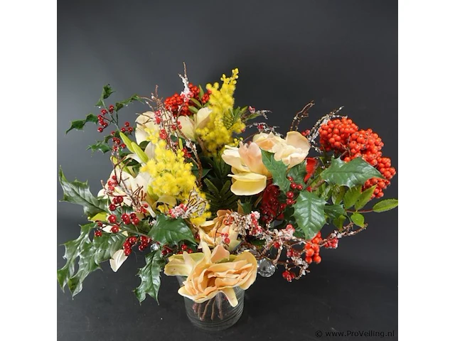 Glazen ijsemmer gevuld met kunstbloemen - afbeelding 5 van  5