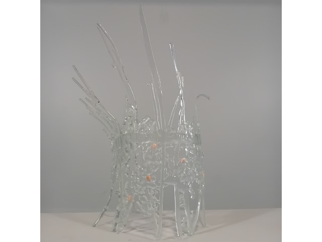 Glazen kunstwerk, f. van den berg, glas en schelpjes, 2000 - afbeelding 1 van  5