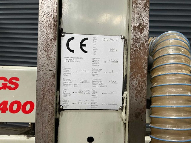 Gmc - 1996 - kgs 400e - verticale platenzaag - afbeelding 7 van  8