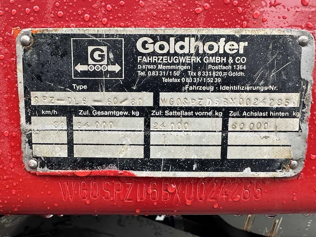 Goldhofer - 1999 - spz-dl6-60/80 - oplegger - afbeelding 20 van  27