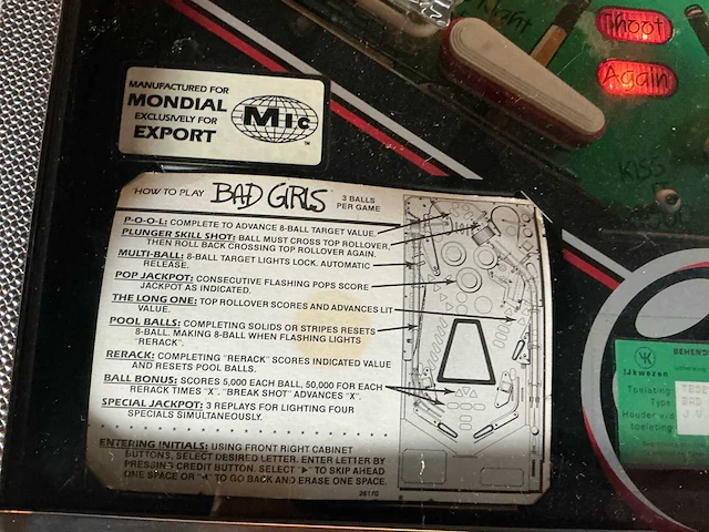 Gottlieb bad girls flipperkast freeplay - afbeelding 18 van  18
