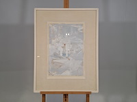 Gouache, g.h. brusse, twee zuilen, 1974 - afbeelding 1 van  6