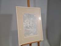 Gouache, g.h. brusse, twee zuilen, 1974 - afbeelding 2 van  6