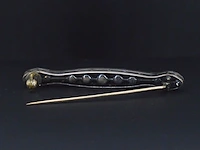 Goud en zilveren broche met diamanten - afbeelding 4 van  6