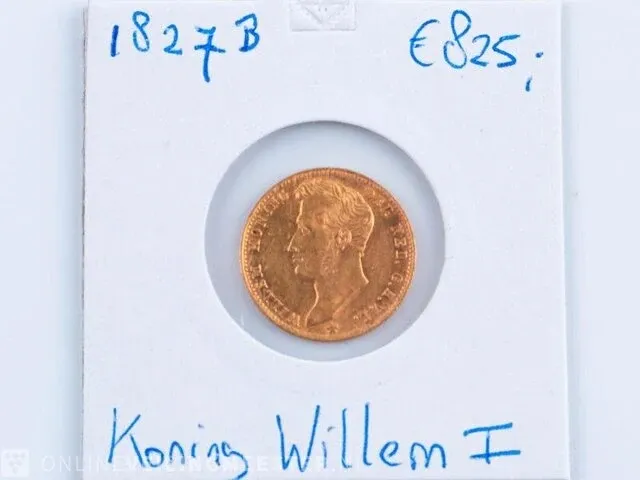 Gouden 5 gulden koning willem 1827 - afbeelding 1 van  2