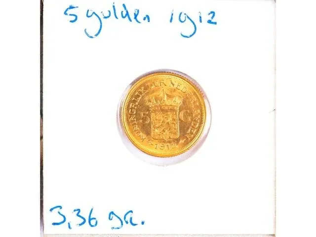 Gouden 5 gulden koningin wilhelmina (3,36 gram) - afbeelding 2 van  2