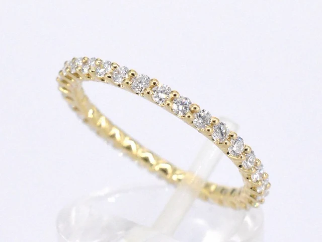 Gouden alliance ring met briljant geslepen diamant - afbeelding 4 van  10