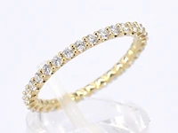 Gouden alliance ring met briljant geslepen diamant - afbeelding 5 van  10