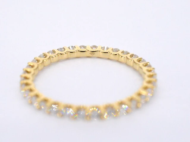 Gouden alliance ring met briljant geslepen diamant - afbeelding 8 van  10
