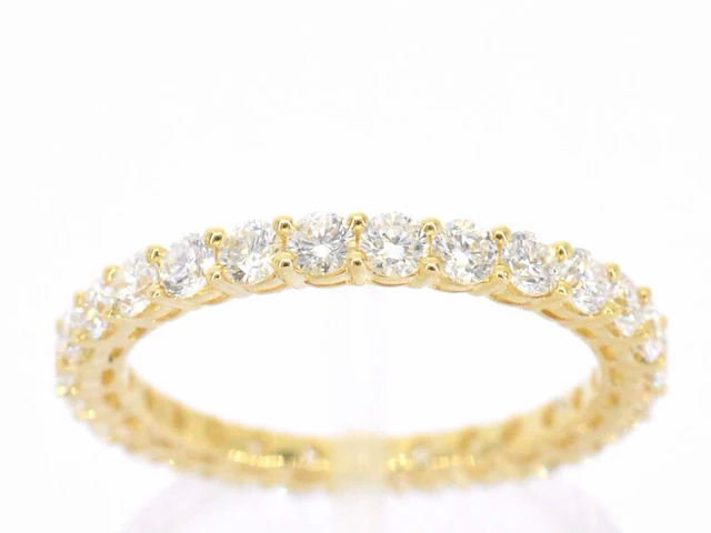 Gouden alliance ring met briljant geslepen diamant - afbeelding 1 van  10