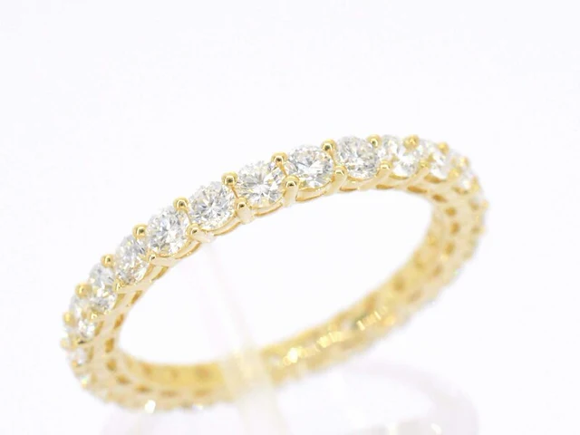 Gouden alliance ring met briljant geslepen diamant - afbeelding 5 van  10