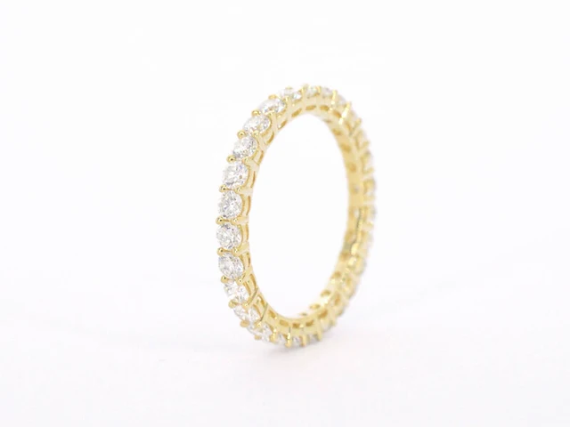 Gouden alliance ring met briljant geslepen diamant - afbeelding 6 van  10