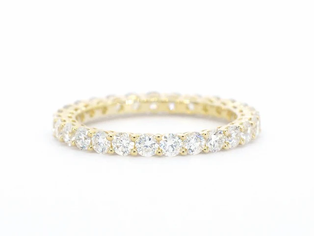 Gouden alliance ring met briljant geslepen diamant - afbeelding 7 van  10