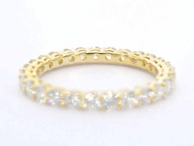 Gouden alliance ring met briljant geslepen diamant - afbeelding 9 van  10
