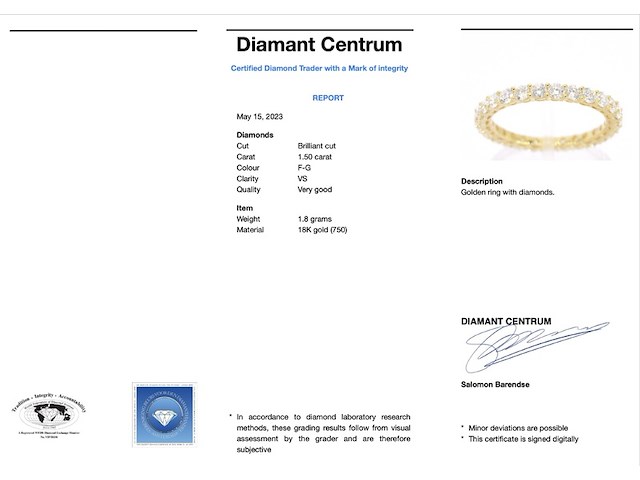 Gouden alliance ring met briljant geslepen diamant - afbeelding 3 van  9