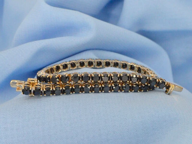 Gouden armband met 16.00 carat zwarte briljant geslepen diamanten - afbeelding 1 van  11