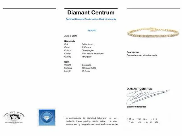 Gouden armband met diamanten 6.30 carat - afbeelding 8 van  8