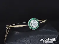 Gouden armband met diamanten en smaragden - afbeelding 3 van  4