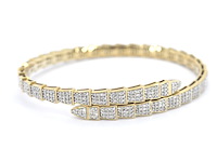 Gouden armband van serpent model met natuurlijke diamanten - afbeelding 3 van  8