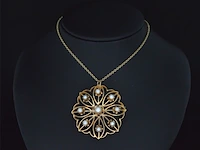 Gouden art nouveau hanger met echte parels, excl. ketting - afbeelding 2 van  8